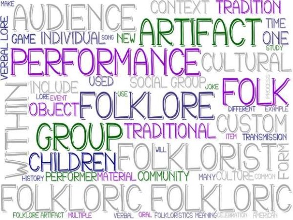 Folkloric Wordcloud Background: A Versatile Design Asset for Creative Professionals